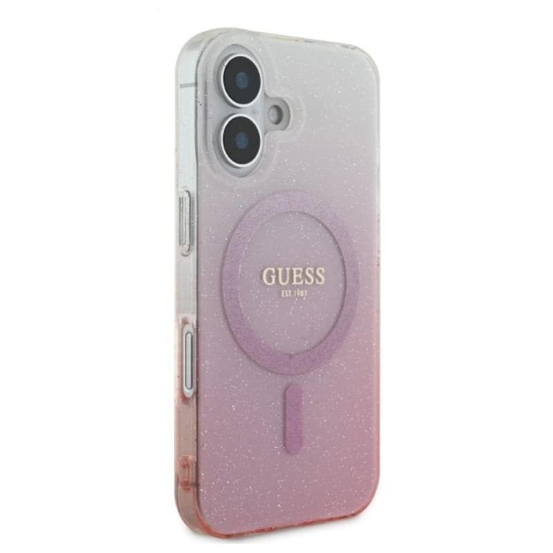 Guess IML Glitter Gradient MagSafe - Case for iPhone 16 (Pink) - 4
