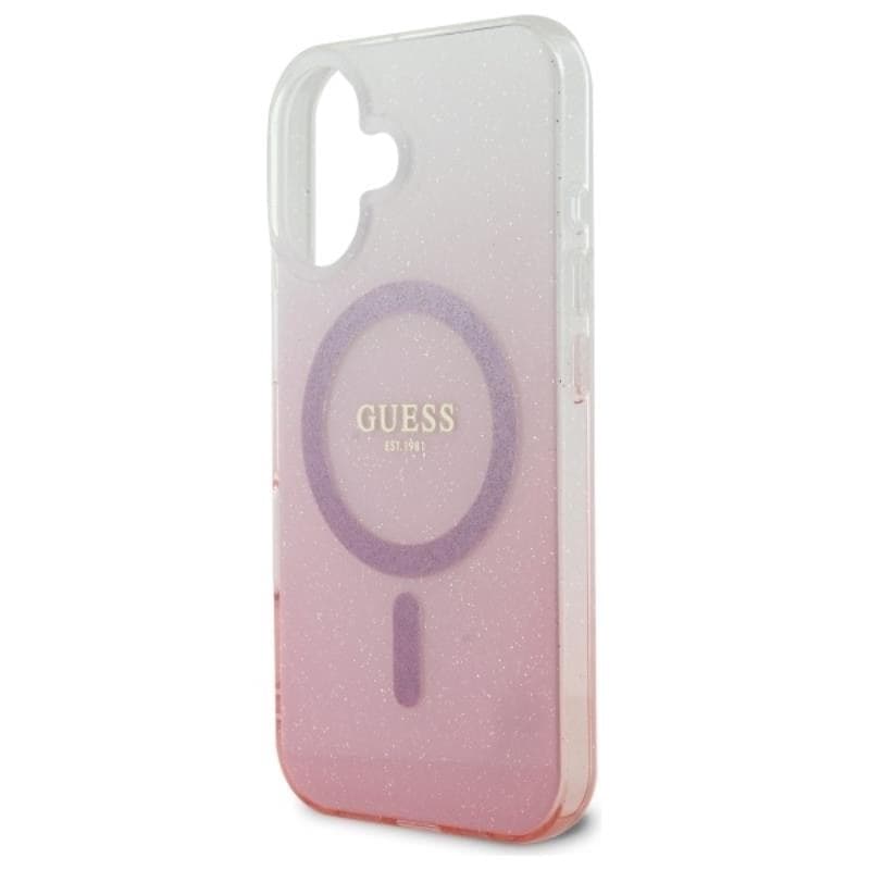 Guess IML Glitter Gradient MagSafe - Case for iPhone 16 (Pink) - 6