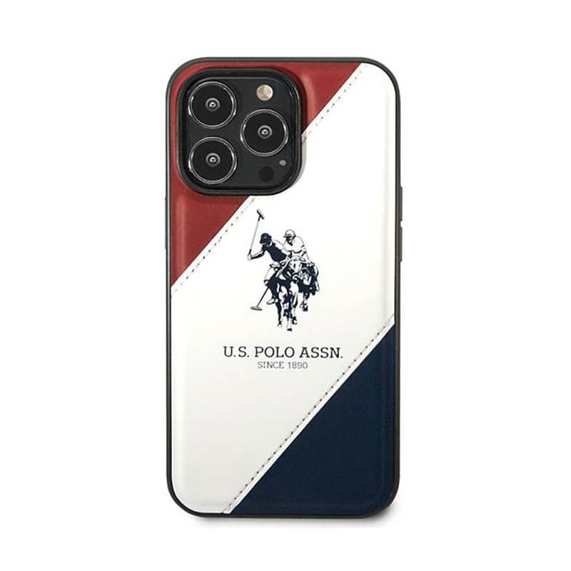 US Polo Assn Tricolor Embossed - Case for iPhone 14 Pro (White) - 3