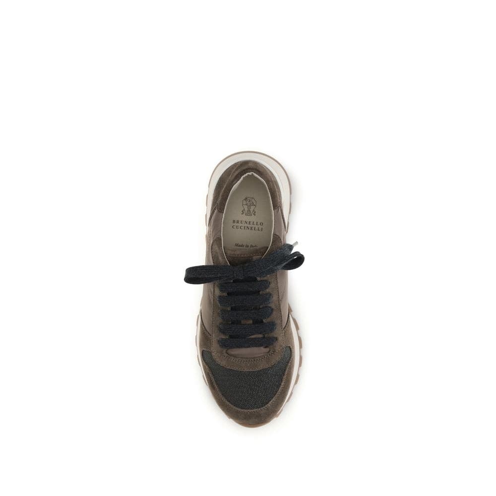 Brunello Cucinelli Brown Calf Leather Bos Taurus Athletic Sneakers - 4