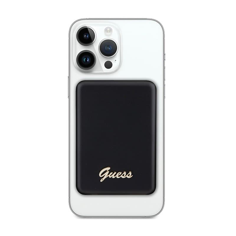Guess Metal Script Logo MagSafe - 3,000 mAh 5W MagSafe induction power bank (black) - 2