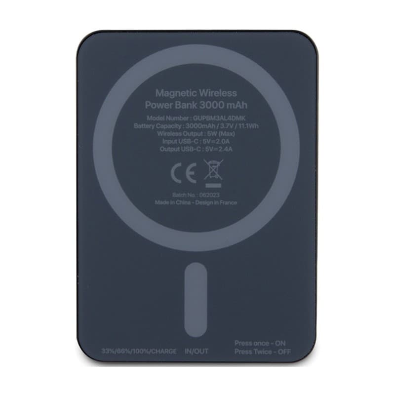 Guess Metal Script Logo MagSafe - 3,000 mAh 5W MagSafe induction power bank (black) - 3