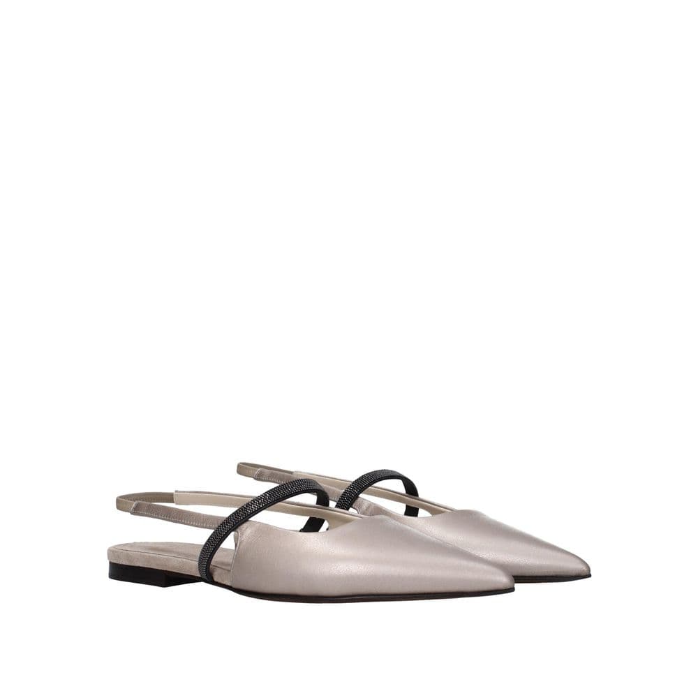 Brunello Cucinelli Beige Leather Ballet Flats - 2