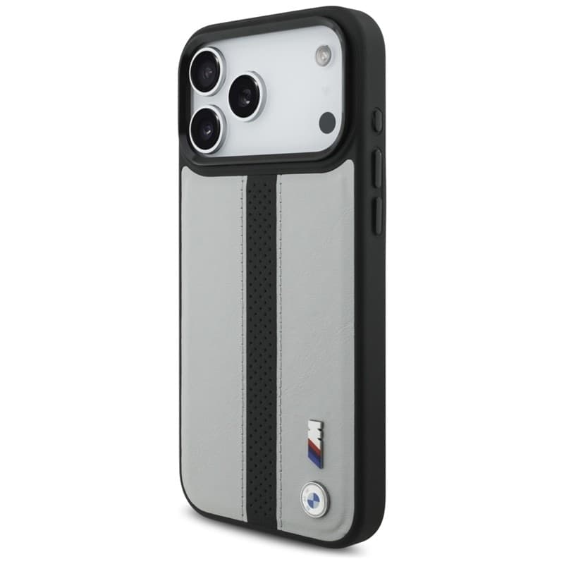 Custodia MagSafe con logo BMW M a strisce perforate per iPhone 17 Pro Max (grigio) - 2