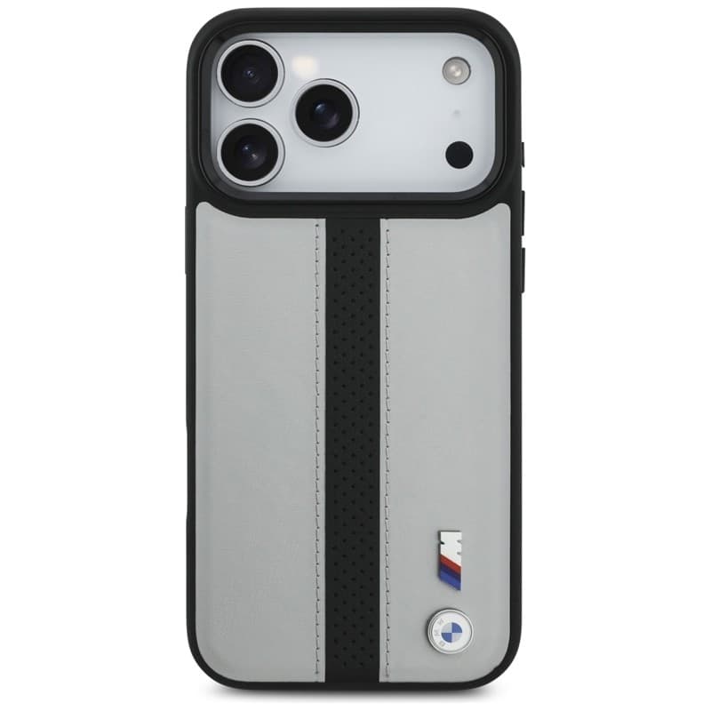 Custodia MagSafe con logo BMW M a strisce perforate per iPhone 17 Pro Max (grigio) - 3
