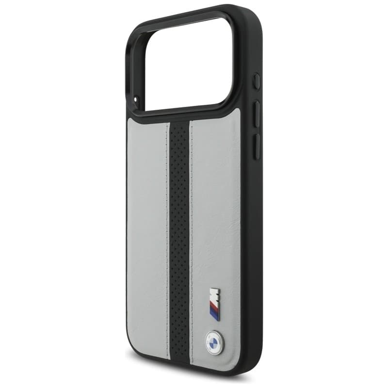 Custodia MagSafe con logo BMW M a strisce perforate per iPhone 17 Pro Max (grigio) - 6