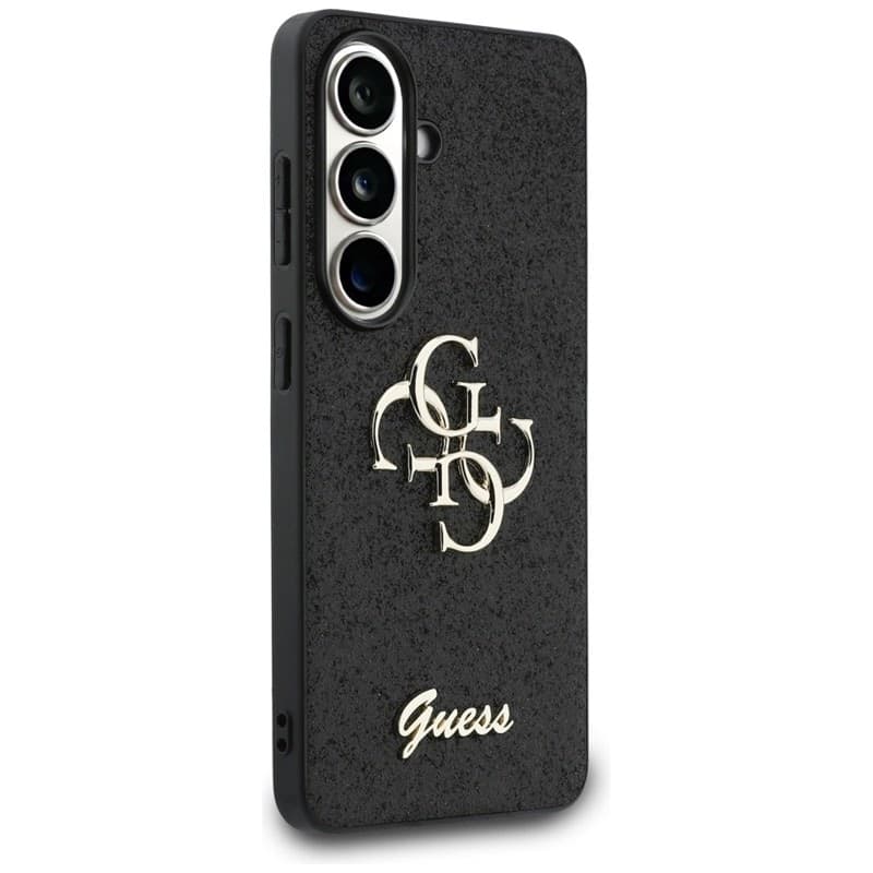 Guess Fixed Glitter Big 4G Metal Logo - Custodia per Samsung Galaxy S26 (Nero) - 4
