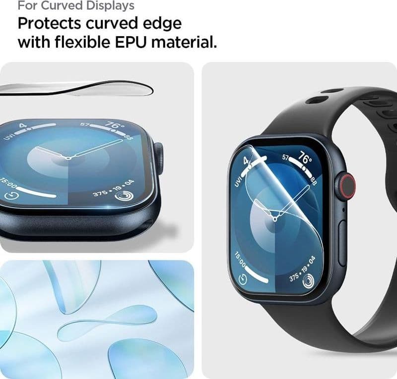 Spigen Elite Shield EZ Fit 2-Pack - Hybrid Glass Protector for Apple Watch 10 46 mm (Clear) - 7