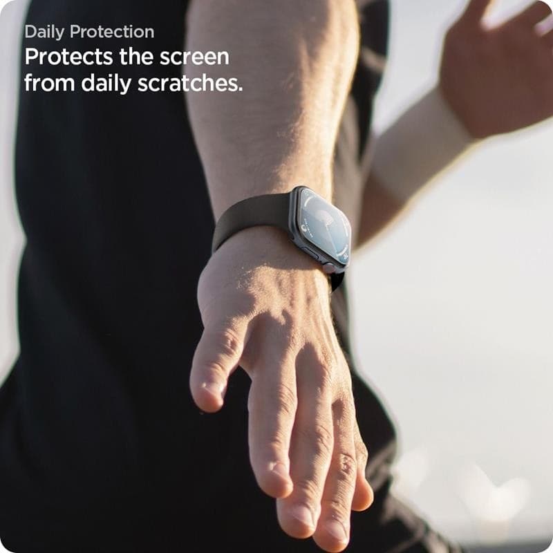 Spigen Elite Shield EZ Fit 2-Pack - Hybrid Glass Protector for Apple Watch 10 46 mm (Clear) - 9