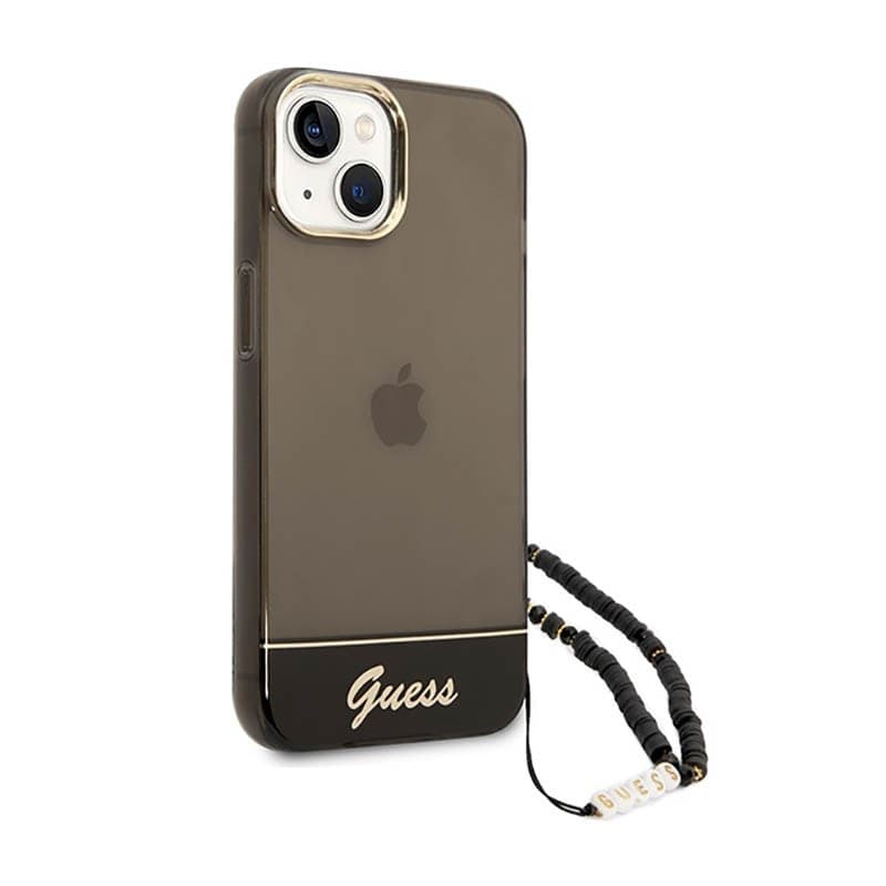 Guess Translucent Pearl Strap - Case for iPhone 14 (Black) - 3