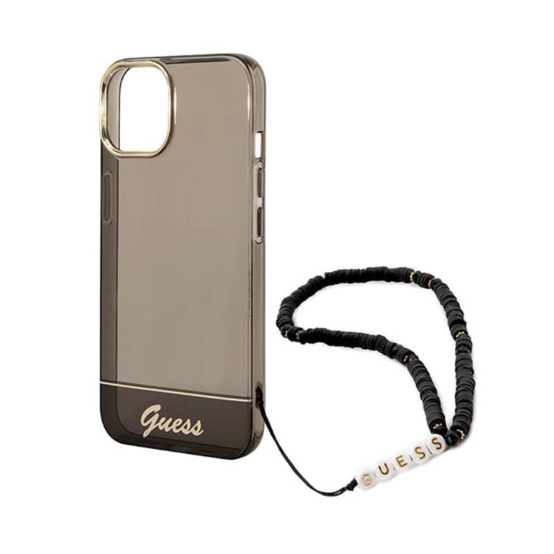 Guess Translucent Pearl Strap - Case for iPhone 14 (Black) - 5