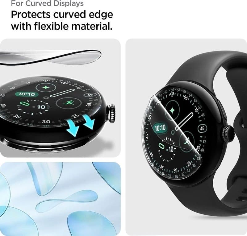 Spigen Elite Shield EZ Fit Confezione da 2 - Pellicola in idrogel per Google Pixel Watch 3 / 4 / 5 41 mm (2 pezzi) - 8