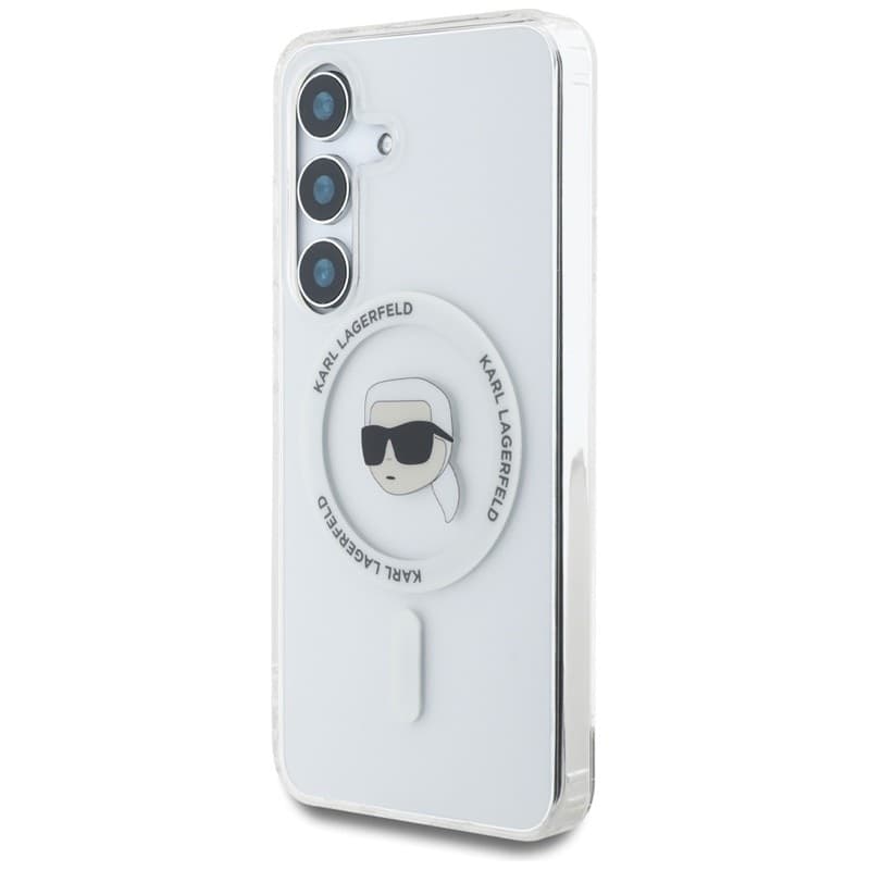 Karl Lagerfeld Button Karl Head Printed Logo MagSafe - Case for Samsung Galaxy S25 (White) - 2