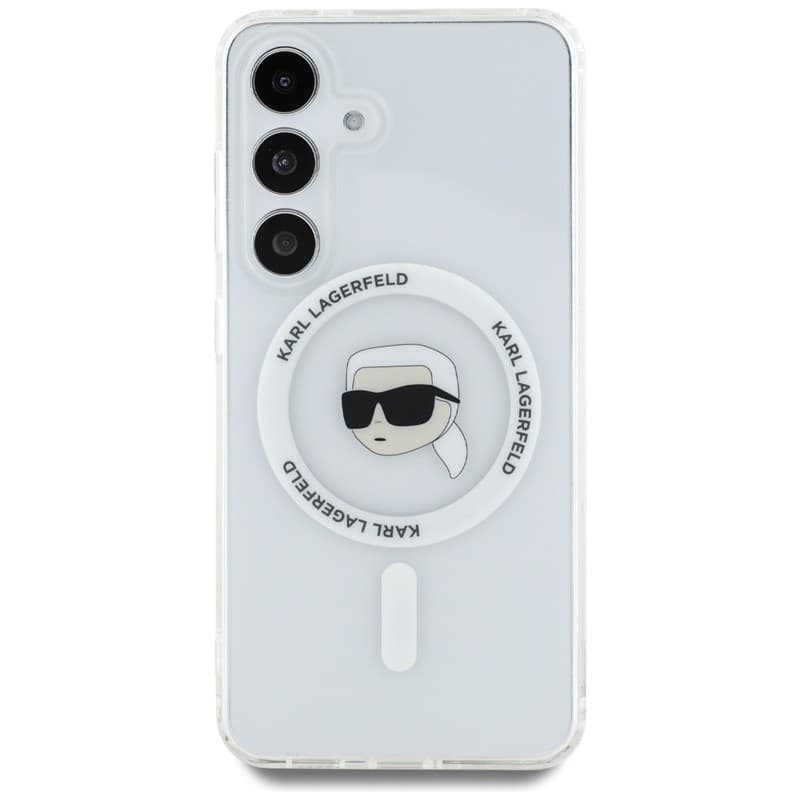 Karl Lagerfeld Button Karl Head Printed Logo MagSafe - Case for Samsung Galaxy S25 (White) - 3