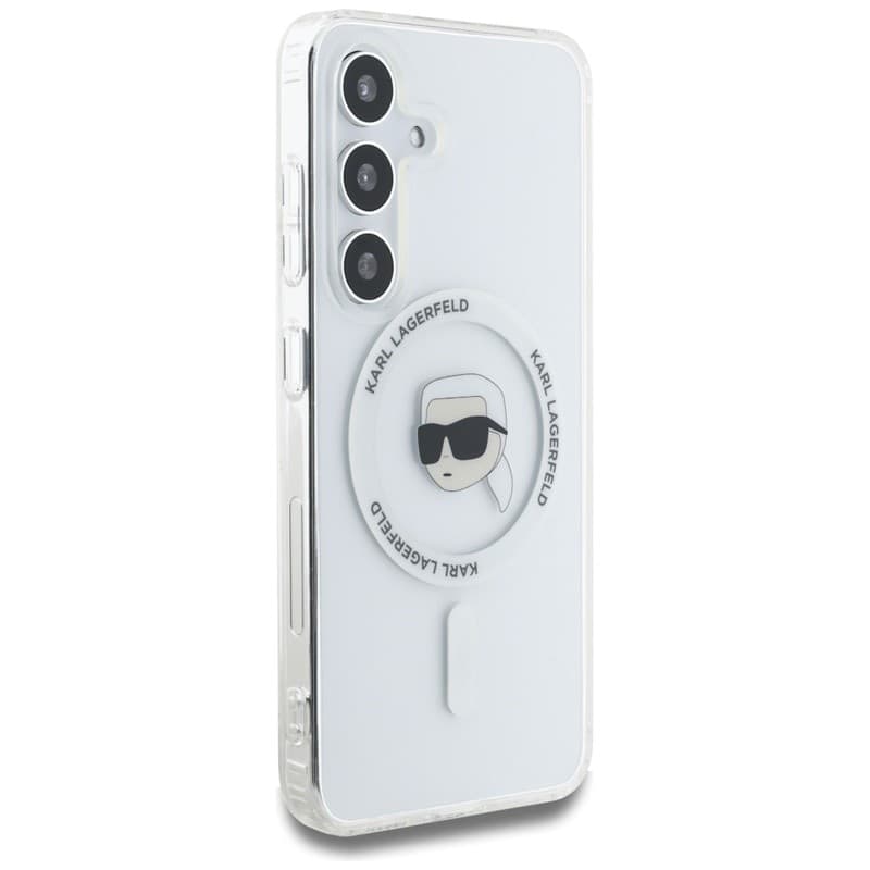 Karl Lagerfeld Button Karl Head Printed Logo MagSafe - Case for Samsung Galaxy S25 (White) - 4