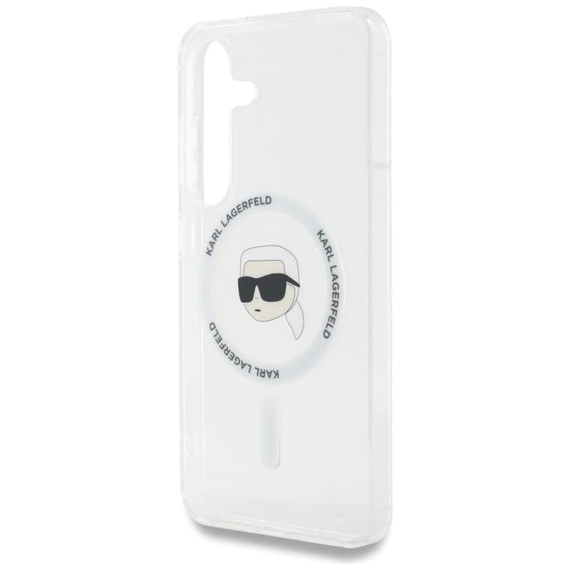 Karl Lagerfeld Button Karl Head Printed Logo MagSafe - Case for Samsung Galaxy S25 (White) - 6