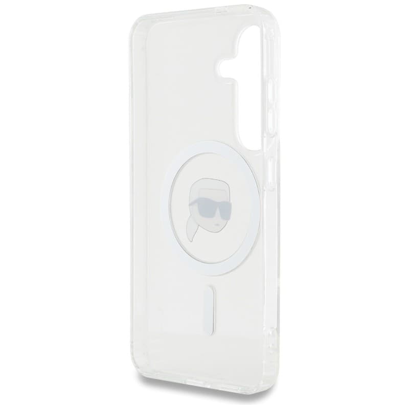 Karl Lagerfeld Button Karl Head Printed Logo MagSafe - Case for Samsung Galaxy S25 (White) - 7