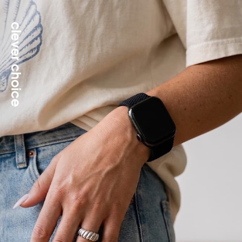Cinturino Crong Wave - Cinturino intrecciato per Apple Watch 38/40/41/42 mm (nero) - 3