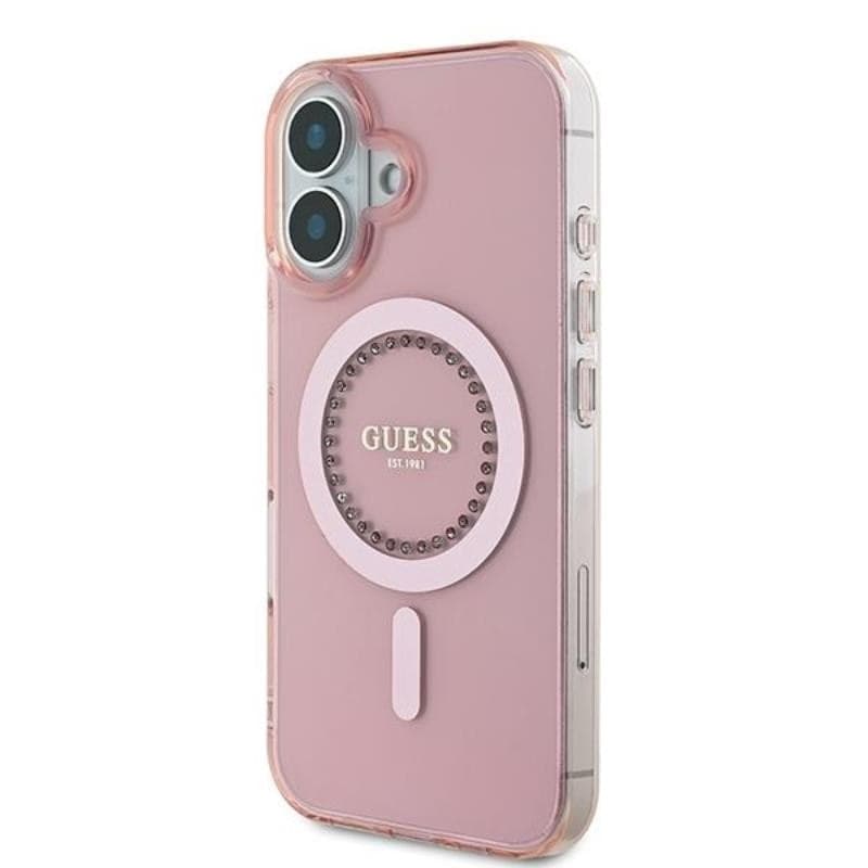 Guess IML Rhinestones MagSafe - Case for iPhone 16 (Pink) - 2