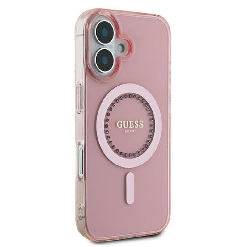 Guess IML Rhinestones MagSafe - Case for iPhone 16 (Pink) - 4