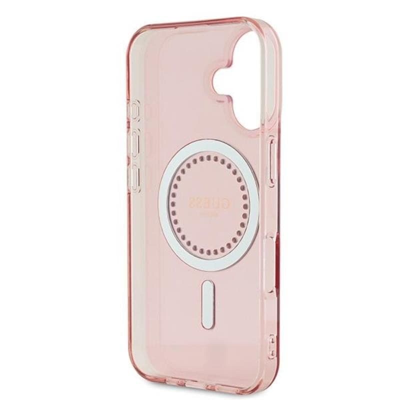 Guess IML Rhinestones MagSafe - Case for iPhone 16 (Pink) - 7