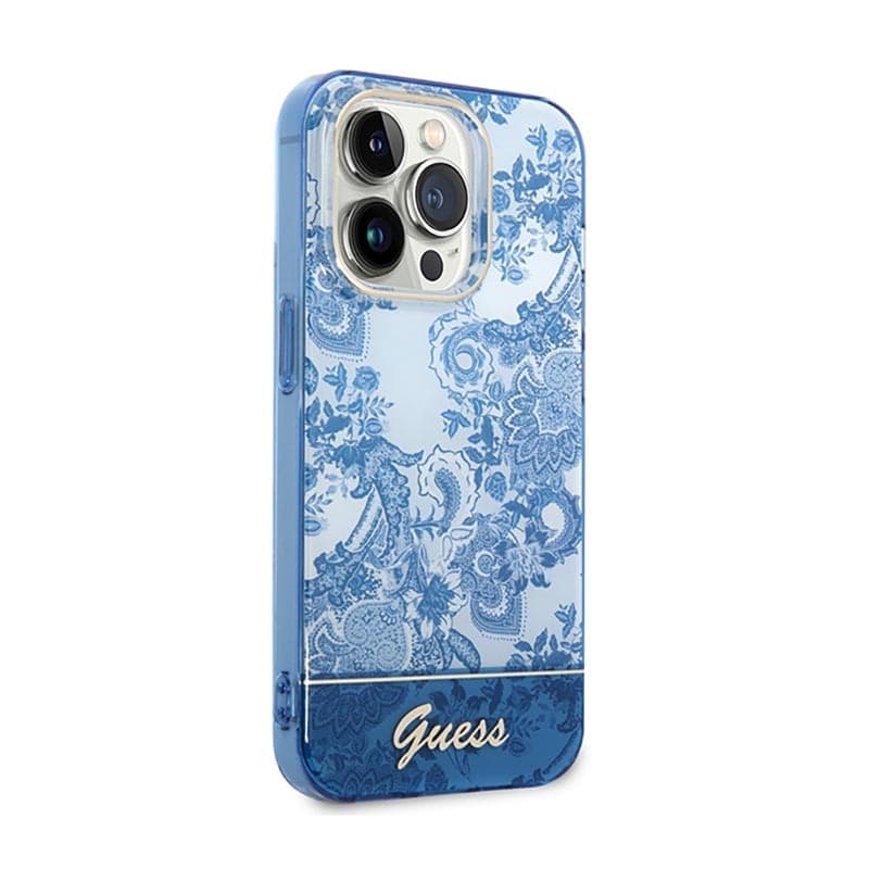 Guess Porcelain Collection - Case for iPhone 14 Pro Max (Blue) - 4