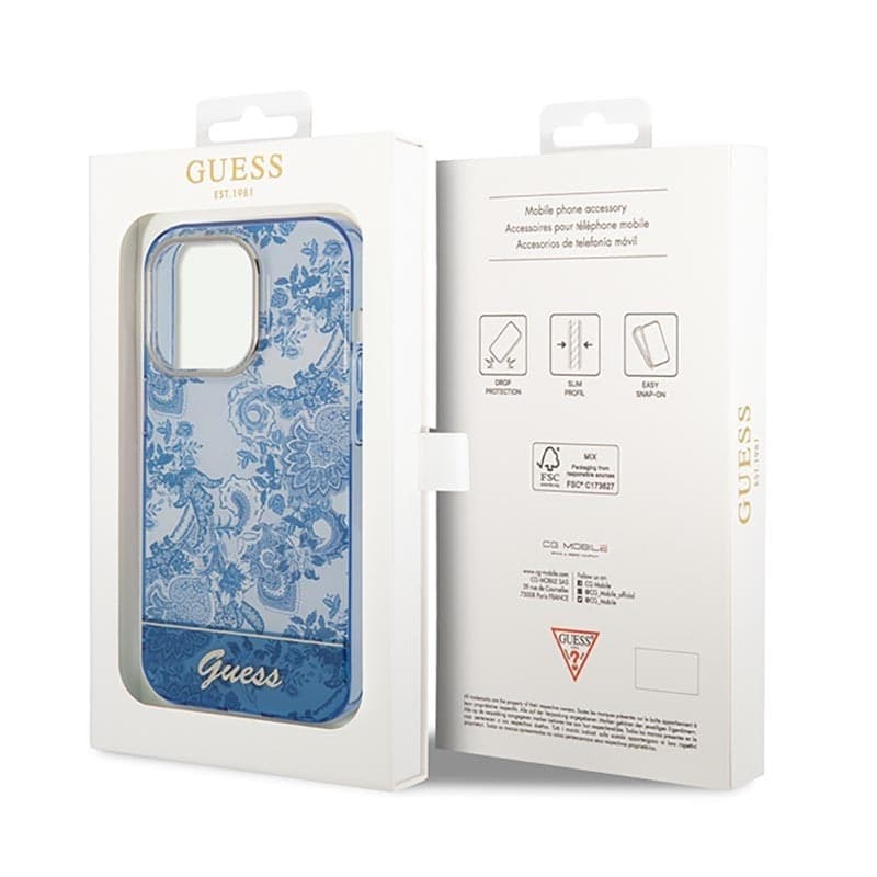 Guess Porcelain Collection - Case for iPhone 14 Pro Max (Blue) - 8
