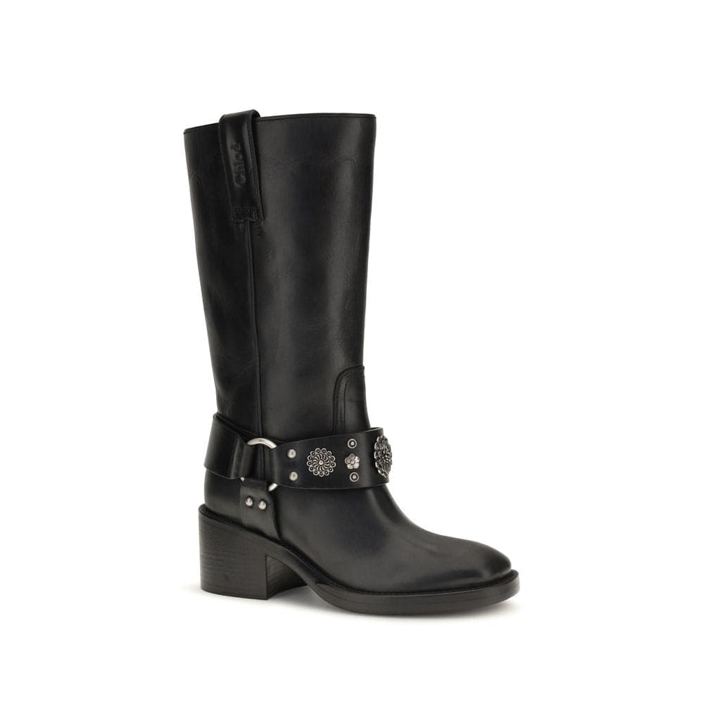 Chloé Black Calf Leather Bos Taurus Flat Boots - 2