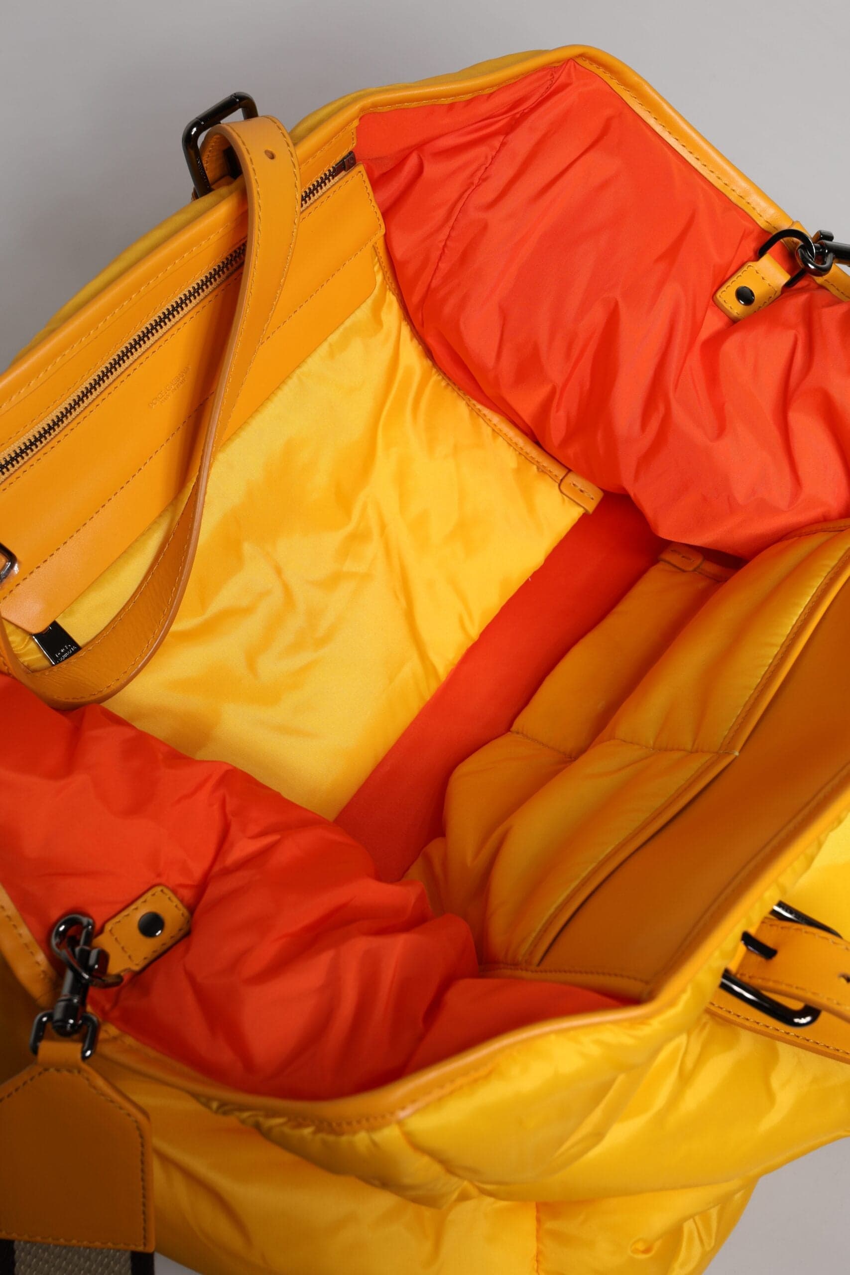 Dolce & Gabbana Yellow Orange Nylon Logo Plaque Hand Shoulder Duffle Bag - 8
