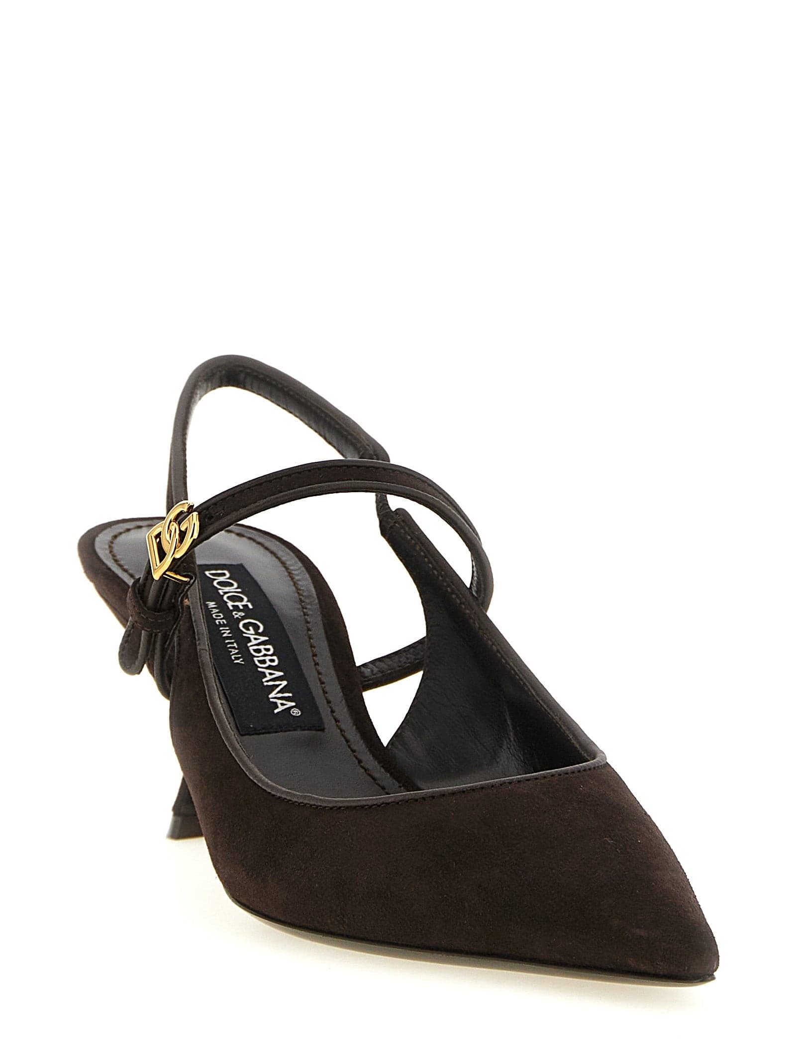 Dolce & Gabbana Brown Goatskin Mid Heel Pumps - 2