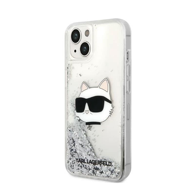 Karl Lagerfeld Liquid Glitter NFT Choupette Head - Case for iPhone 14 Plus (Silver) - 2