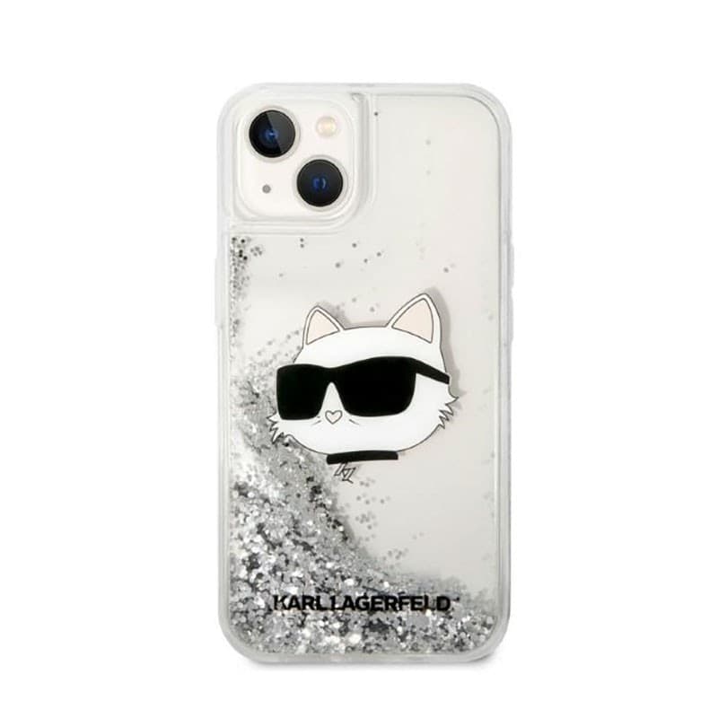 Karl Lagerfeld Liquid Glitter NFT Choupette Head - Case for iPhone 14 Plus (Silver) - 3