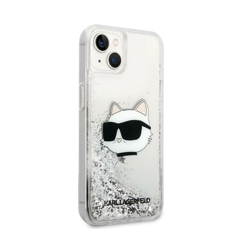 Karl Lagerfeld Liquid Glitter NFT Choupette Head - Case for iPhone 14 Plus (Silver) - 4