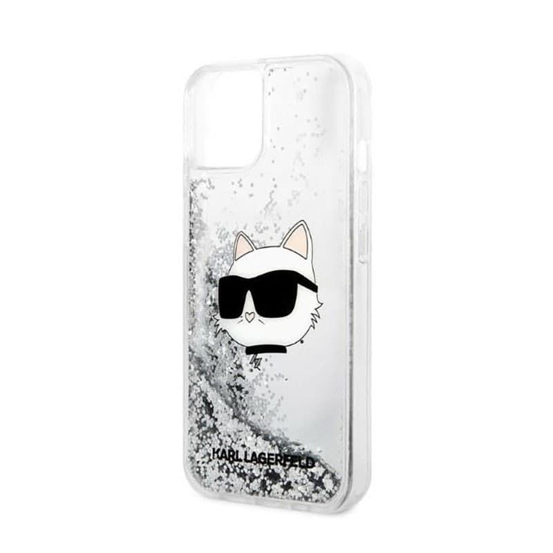 Karl Lagerfeld Liquid Glitter NFT Choupette Head - Case for iPhone 14 Plus (Silver) - 6