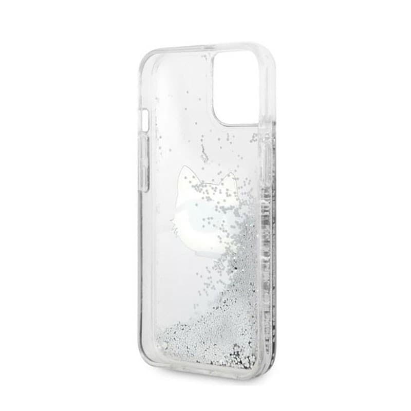 Karl Lagerfeld Liquid Glitter NFT Choupette Head - Case for iPhone 14 Plus (Silver) - 7