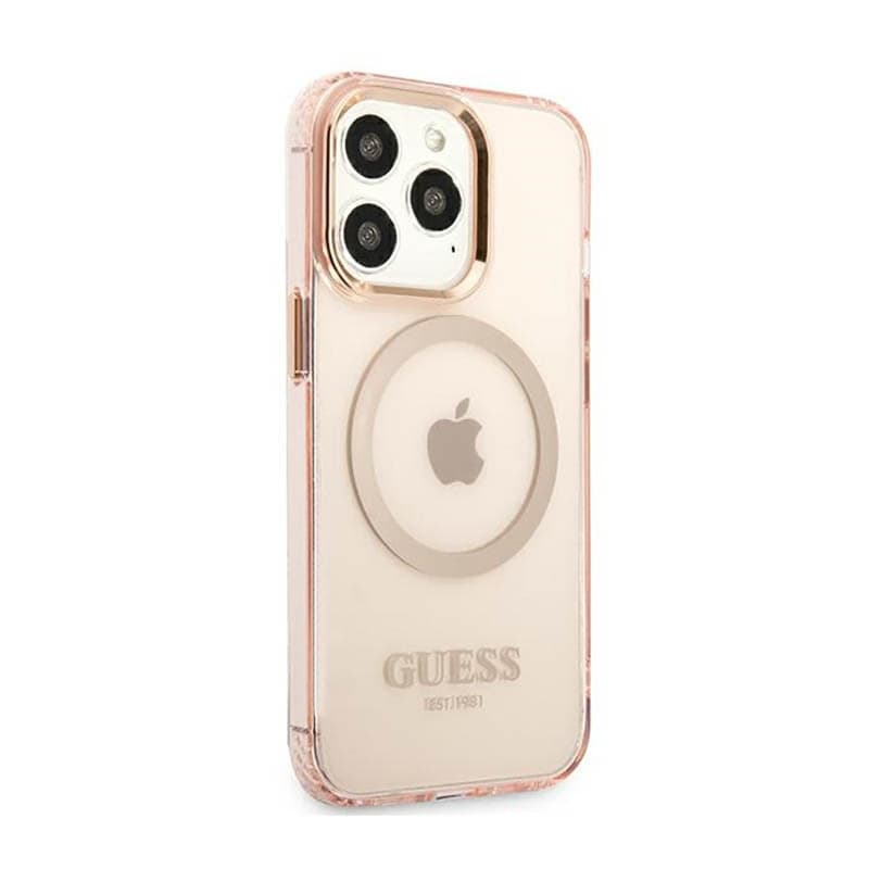 Guess Gold Outline Translucent MagSafe - Case for iPhone 13 Pro (Pink) - 4