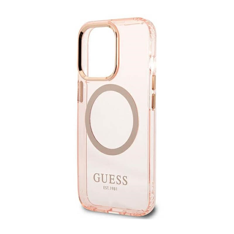 Guess Gold Outline Translucent MagSafe - Case for iPhone 13 Pro (Pink) - 6