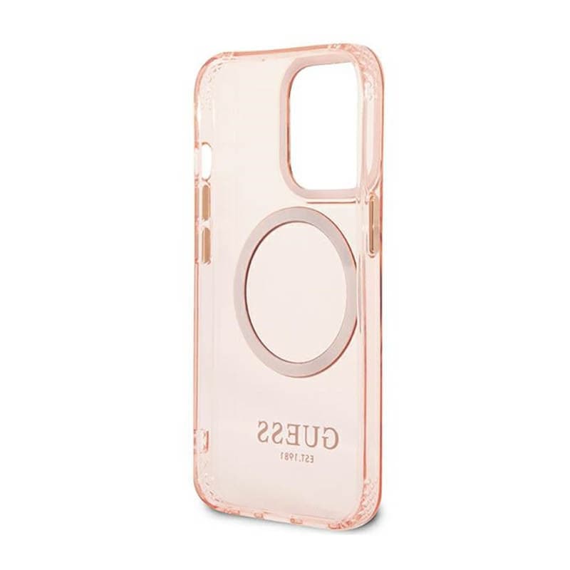 Guess Gold Outline Translucent MagSafe - Case for iPhone 13 Pro (Pink) - 7