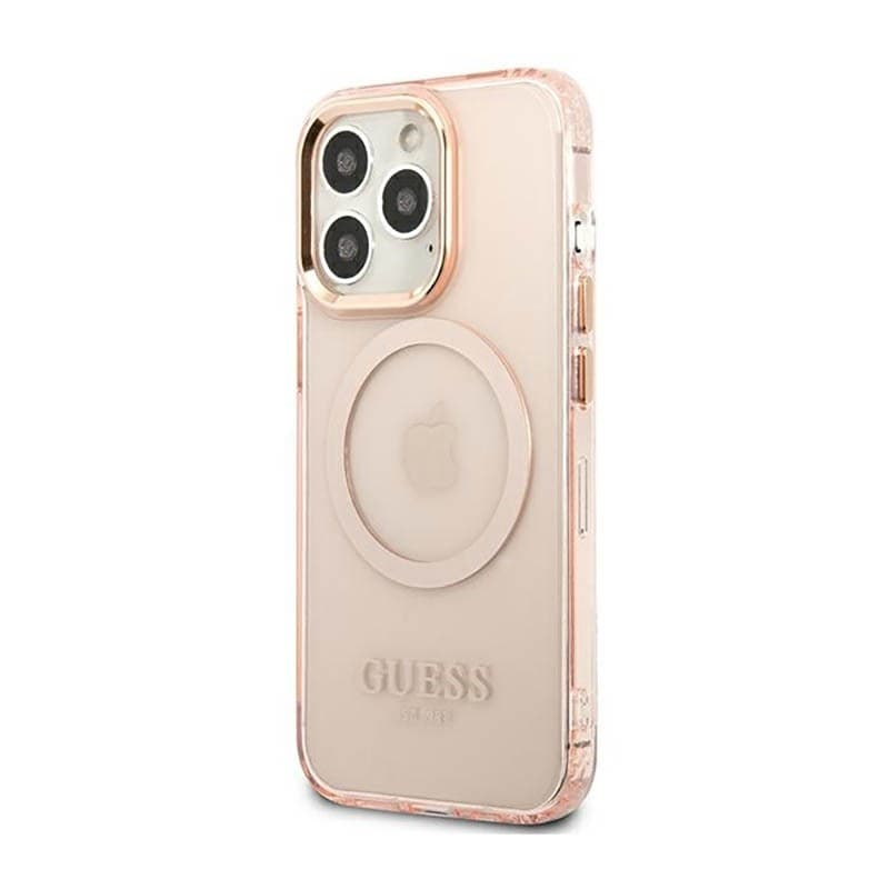 Guess Gold Outline Translucent MagSafe - Case for iPhone 13 Pro (Pink) - 10