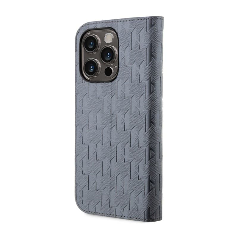 Karl Lagerfeld Booktype Saffiano Monogram - Case for iPhone 14 Pro Max (Silver) - 2