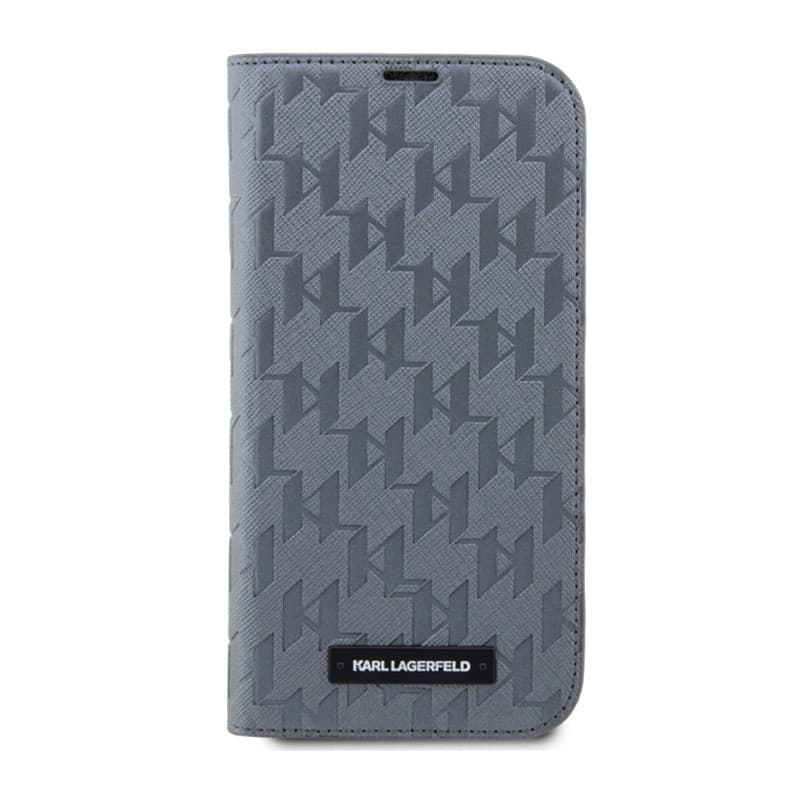 Karl Lagerfeld Booktype Saffiano Monogram - Case for iPhone 14 Pro Max (Silver) - 3