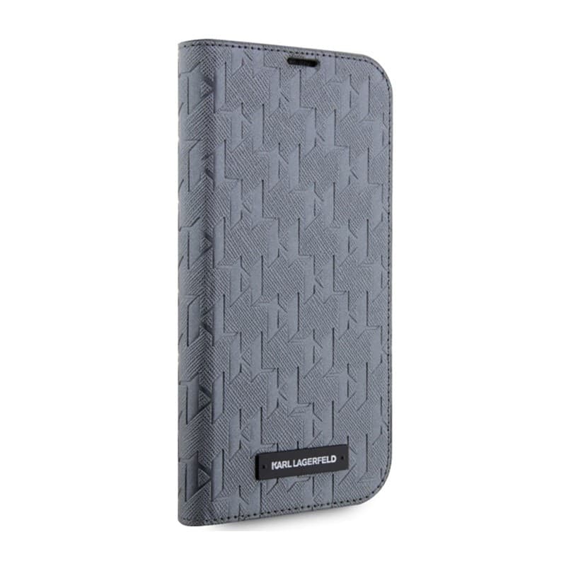 Karl Lagerfeld Booktype Saffiano Monogram - Case for iPhone 14 Pro Max (Silver) - 5