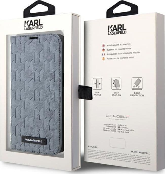 Karl Lagerfeld Booktype Saffiano Monogram - Case for iPhone 14 Pro Max (Silver) - 7