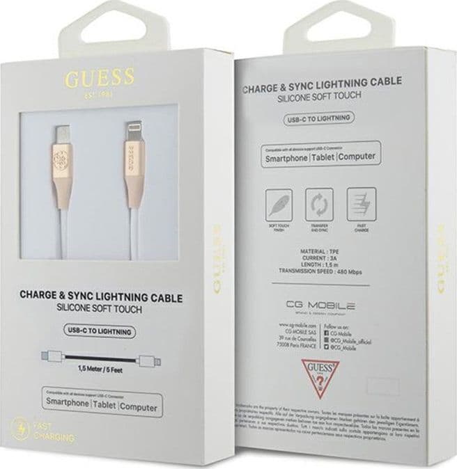 Guess Ebossed Logo - USB-C to Lightning cable MFi certified 1.5m (gold) - 2