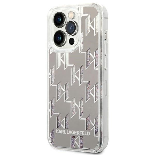 Karl Lagerfeld Monogram Liquid Glitter - Case for iPhone 14 Pro Max (Silver) - 2