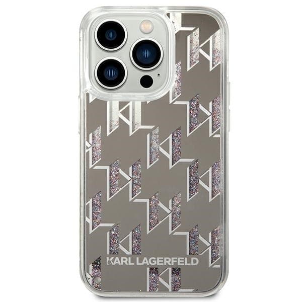 Karl Lagerfeld Monogram Liquid Glitter - Case for iPhone 14 Pro Max (Silver) - 3