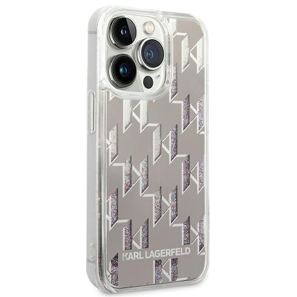 Karl Lagerfeld Monogram Liquid Glitter - Case for iPhone 14 Pro Max (Silver) - 4