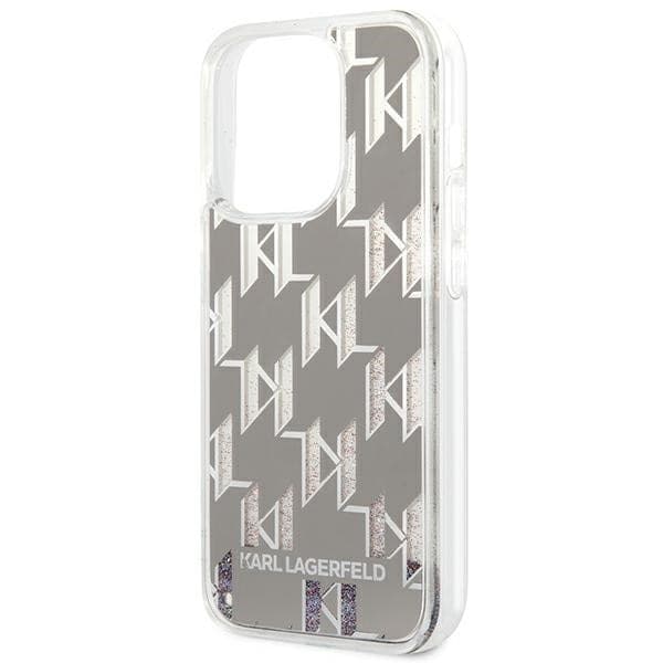 Karl Lagerfeld Monogram Liquid Glitter - Case for iPhone 14 Pro Max (Silver) - 6
