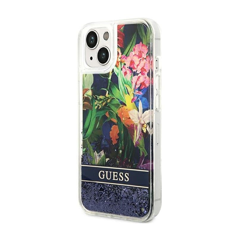 Guess Liquid Glitter Flower - Case for iPhone 14 Plus (Blue) - 2