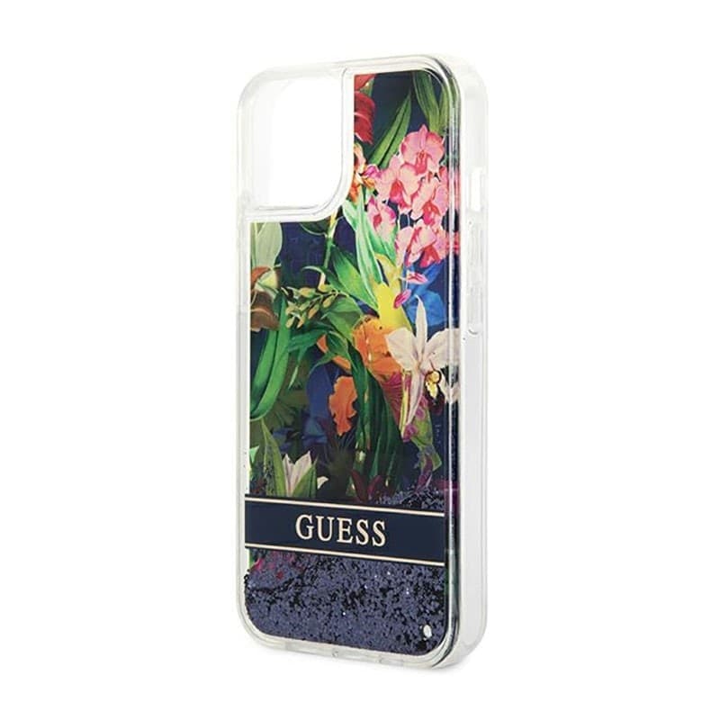 Guess Liquid Glitter Flower - Case for iPhone 14 Plus (Blue) - 6
